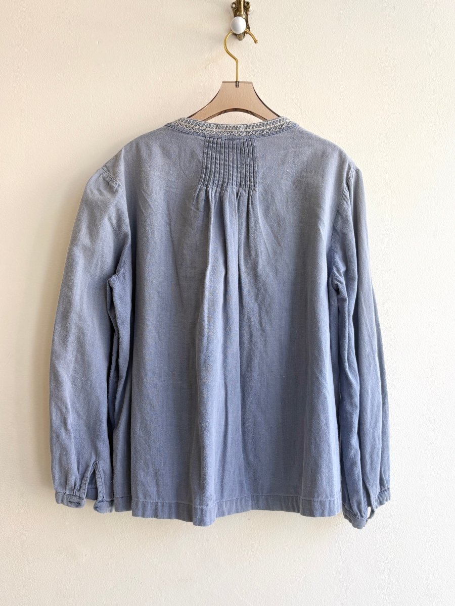 Overcast Blue Carrot Print Shirt w/ Tassels (Reworked) - Made X Hudson