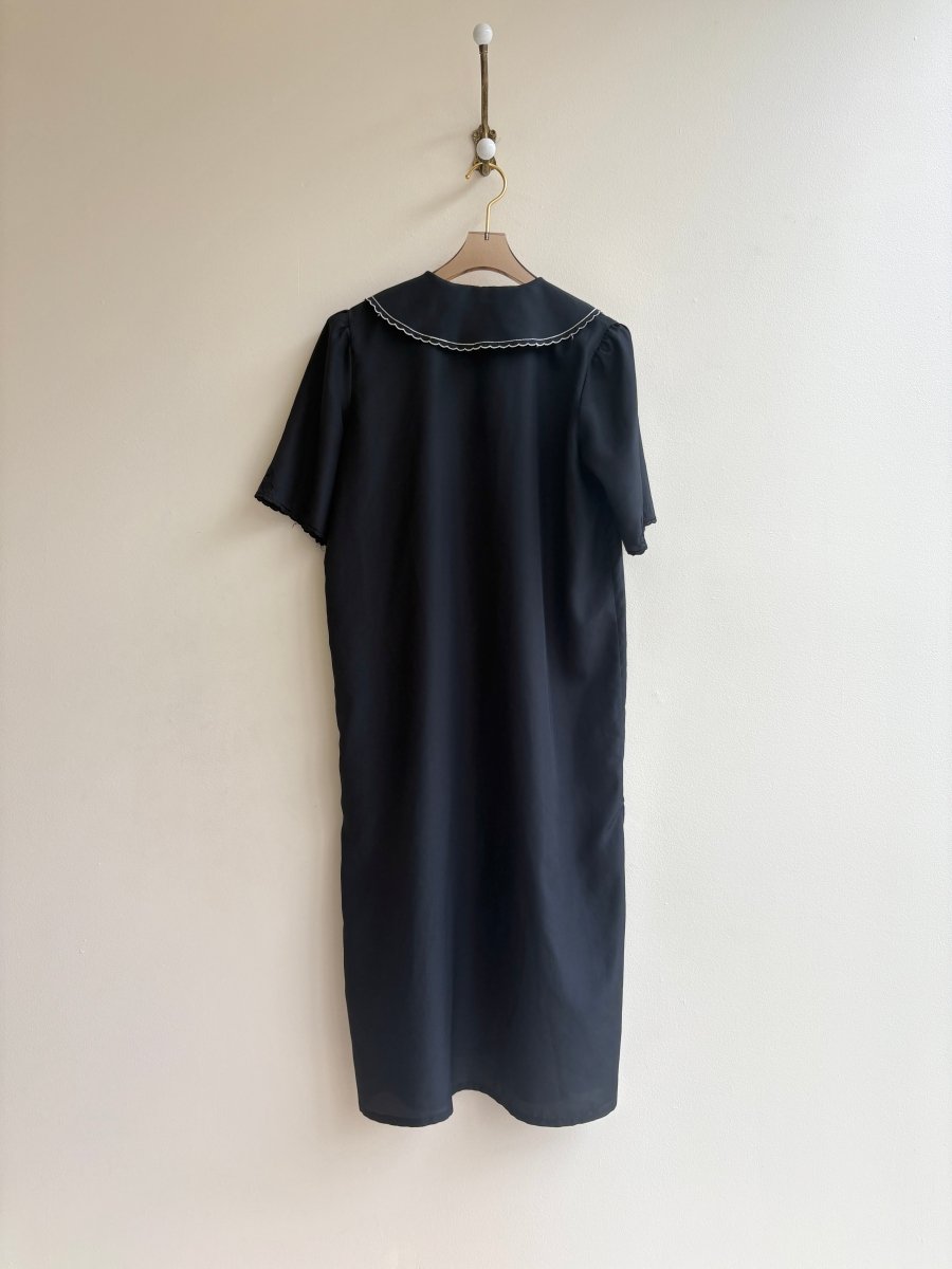 “Wednesday’s” Black Dress with Embroidered Collar (Vintage) - Made X Hudson