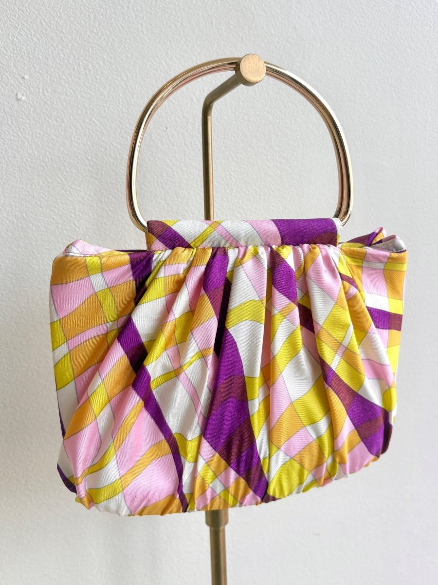 Gathered Purple, Neon Yellow, Blush Retro Print Minnie Bag - Made X Hudson