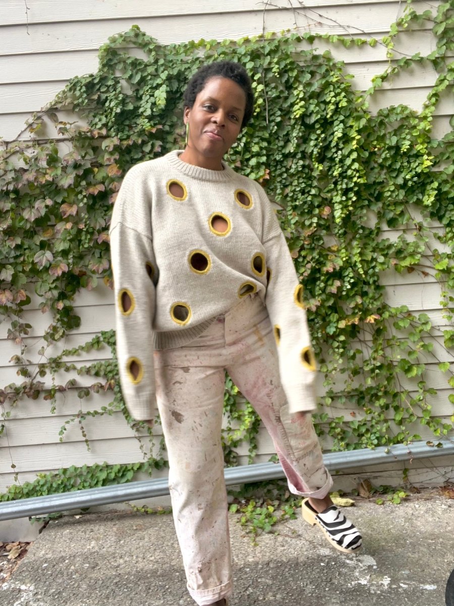 Brown & Orange Hole Knit Sweater - Made X Hudson