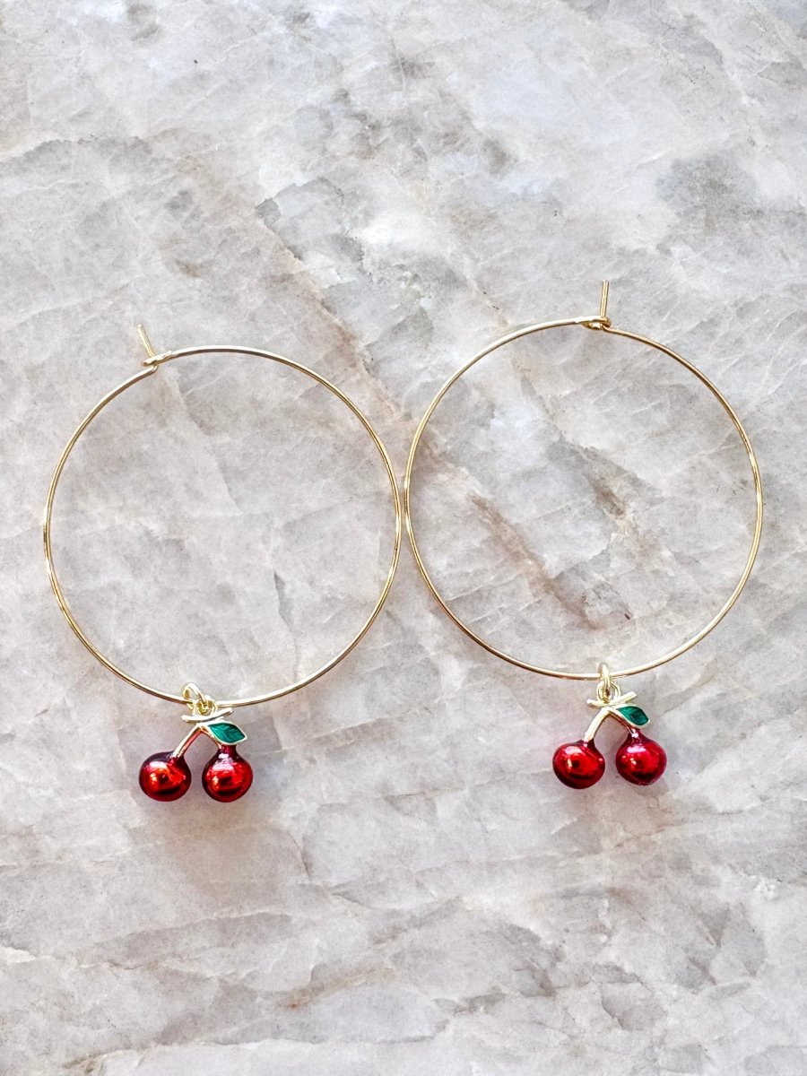 Sweet Cherry Gold Filled Hoops (Multiple Sizes) - Made X Hudson