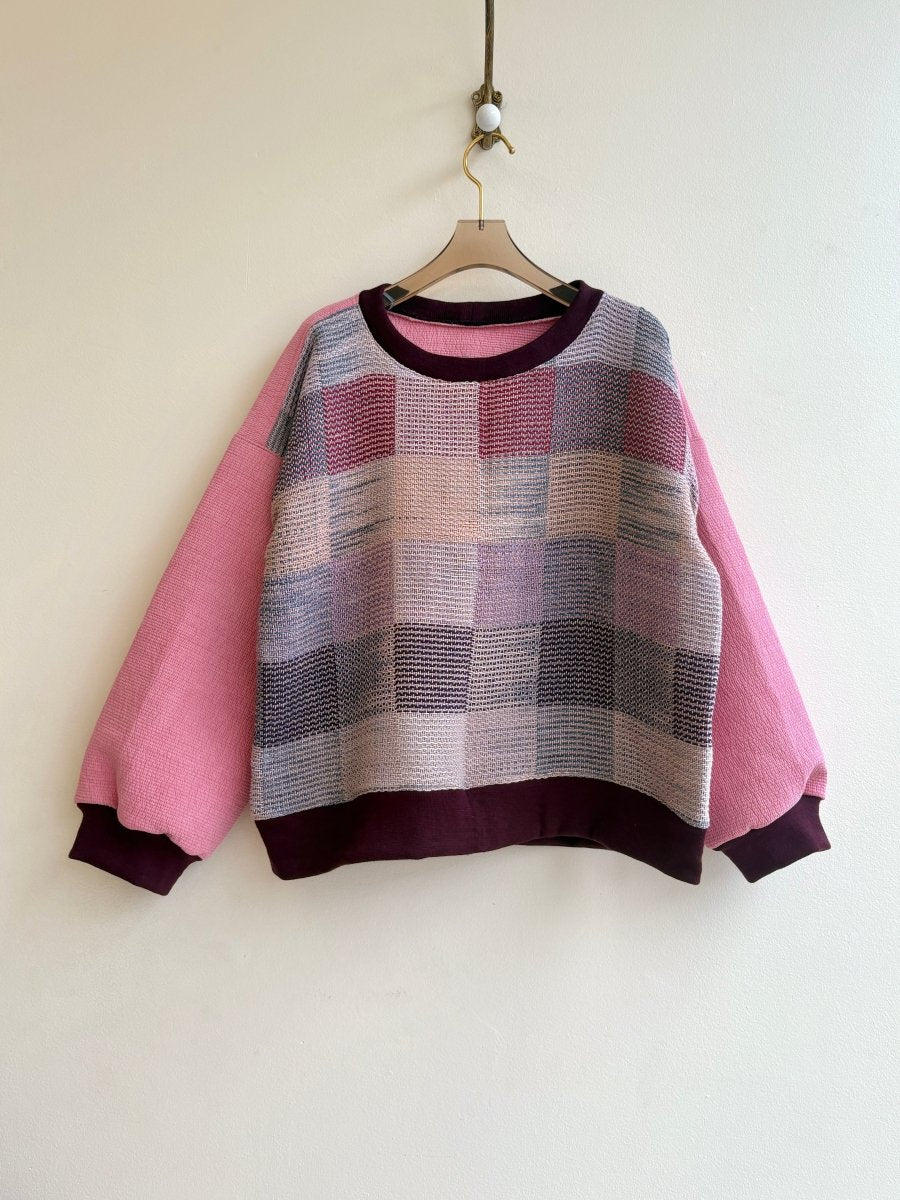 Cranberry Pink Handwoven Double Quilted Sweater - Made X Hudson