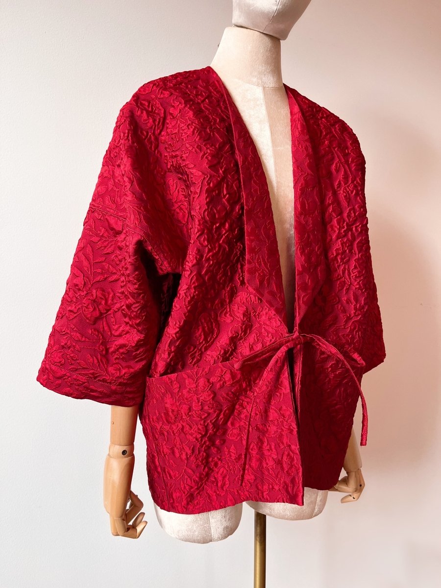 Scarlet Red Floral Chore Jacket - Made X Hudson