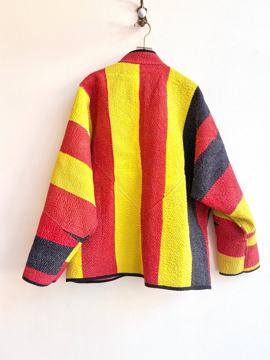 Reversible Ladhiya Quilted Jacket in Colors Terracotta, Tan & Carrot Orange, Highlighter Yellow, Black - Made X Hudson