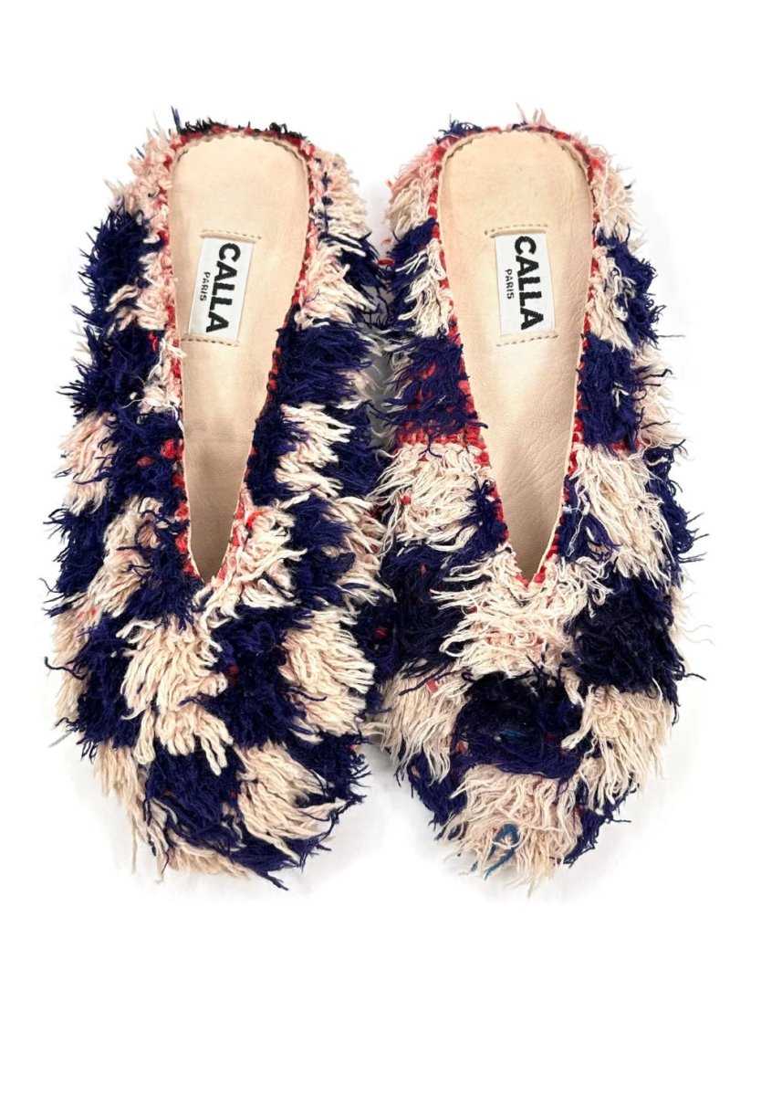 Aili Babouche “Checkmate VI” Mules In Colors Deep Purple, Cream, Pink (Size 39) - Made X Hudson