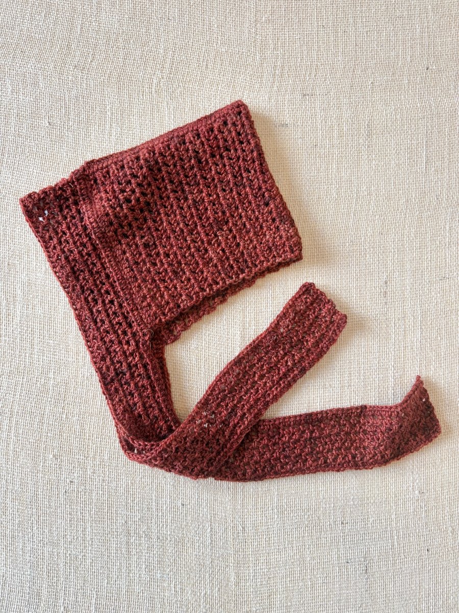 Rust Elf Bonnet with Mini Scarf | Crocheted - Made X Hudson