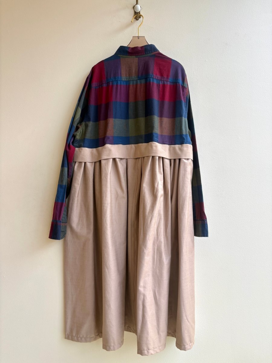 Empire Shirtwaist Dress in Jewel Tone Check with Taupe (Reworked) - Made X Hudson