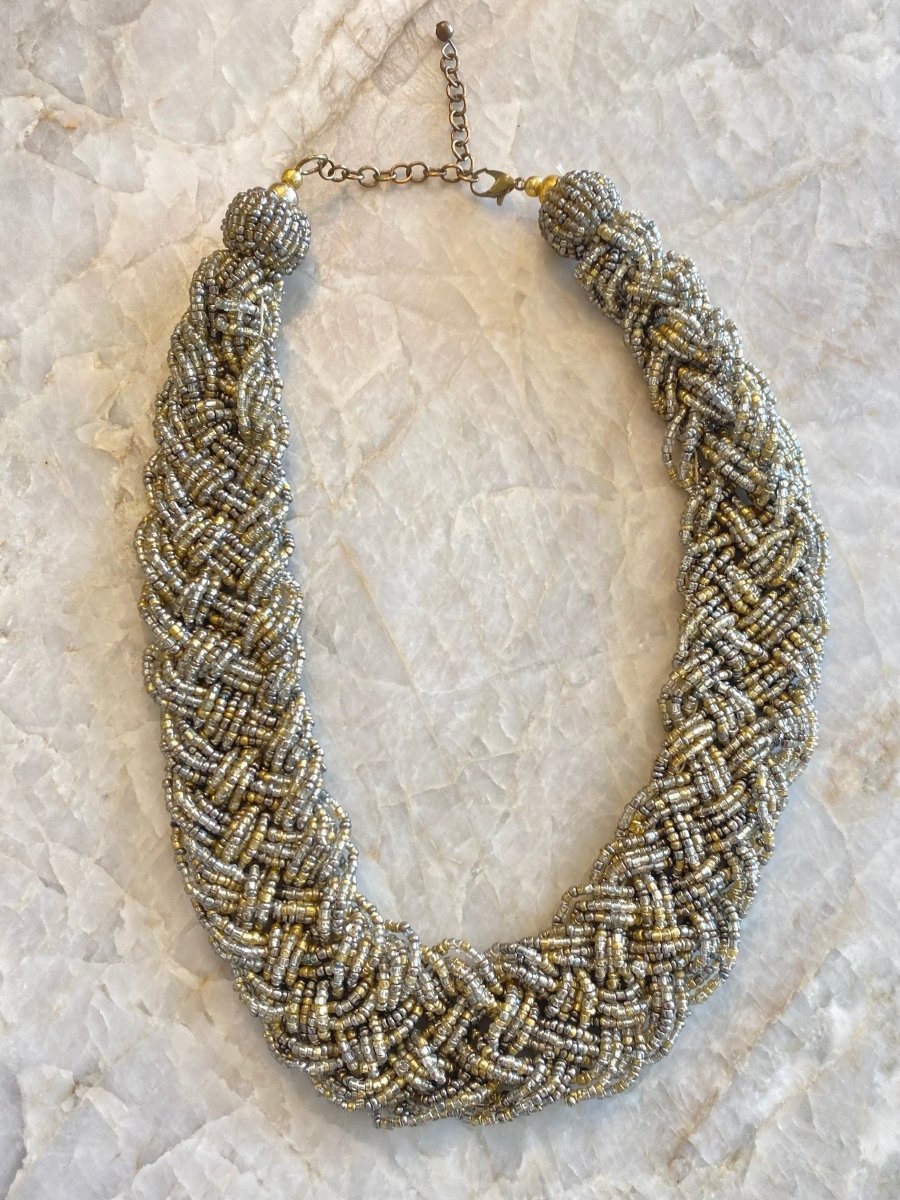 Vintage Gold and Silver Confetti Micro Beaded Necklace (Vintage) - Made X Hudson