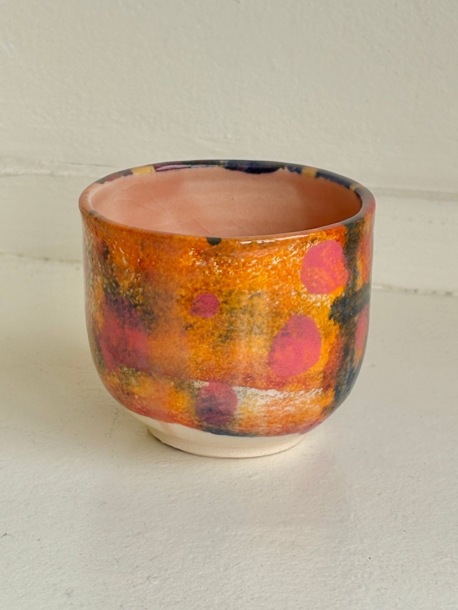 Orange, Pink, & Navy Glazed Interior Decorative Vase - Made X Hudson