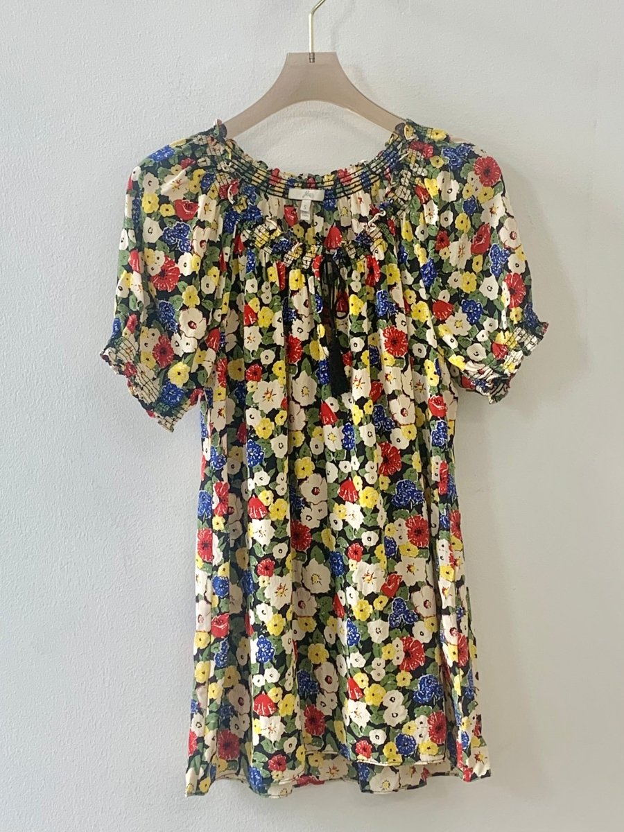 Red, Yellow, Blue, Black Floral Joie Top - Made X Hudson