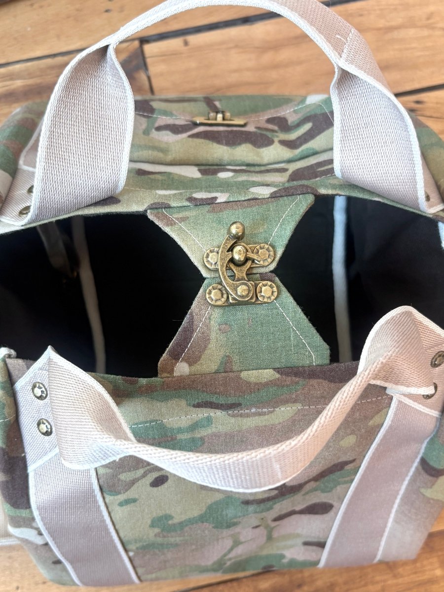 Mini Cross - Body Duffel Bag in Faded Camo w/ Cream Webbing - Made X Hudson