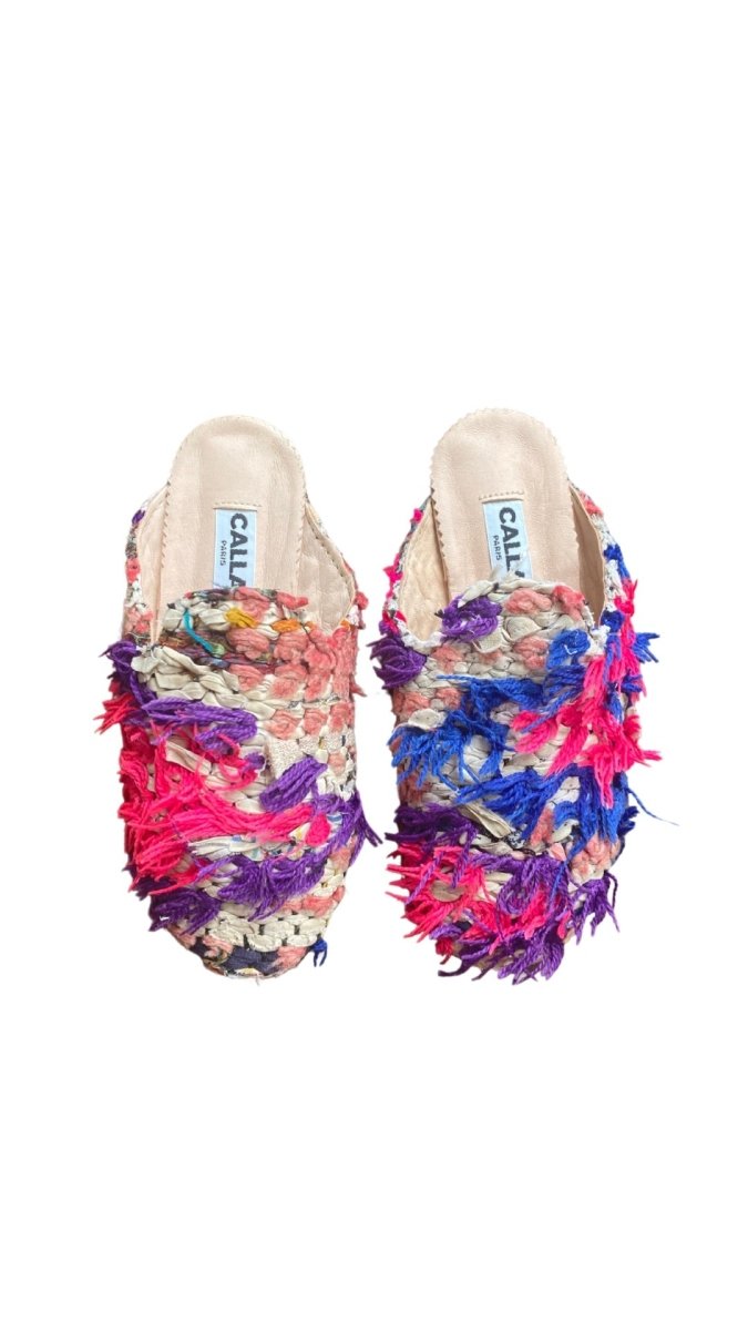 Niki Babouche Flats In Colors Neon Pink, Purple, Cream, & Blue (Size 37) - Made X Hudson