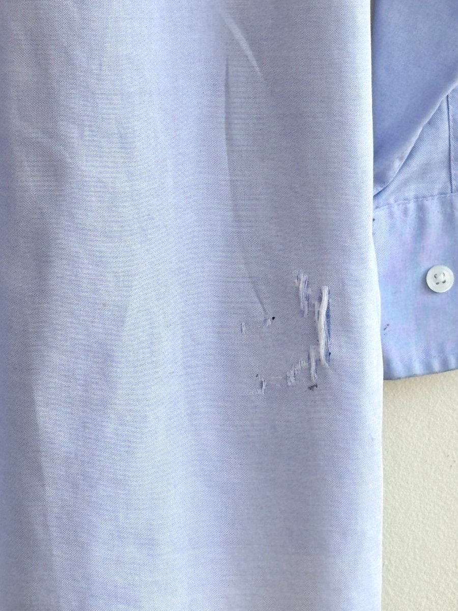 “Tatum” Pale Blue Hand Embroidered Carrot Print Shirt (Reworked) - Made X Hudson