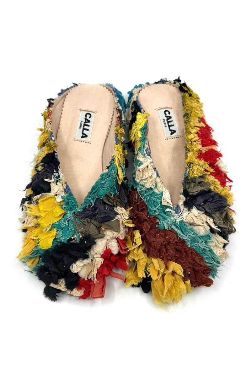 Aili Babouche Mules In Colors Turquoise, Burgundy, Yellow, Navy, & Red (Size 40) - Made X Hudson