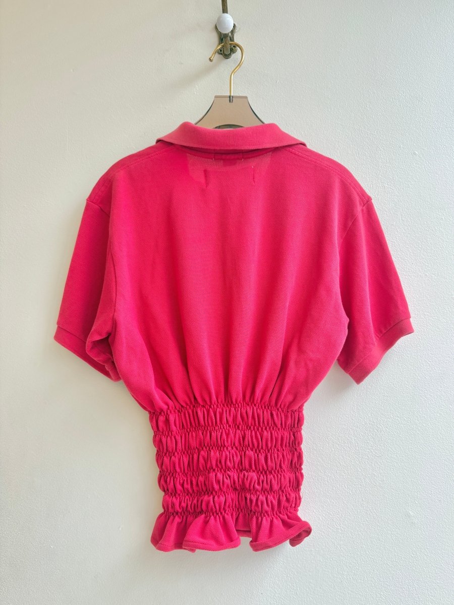 The George Top | Cherry Red Polo w/ Smocked Waist (Reworked) - Made X Hudson