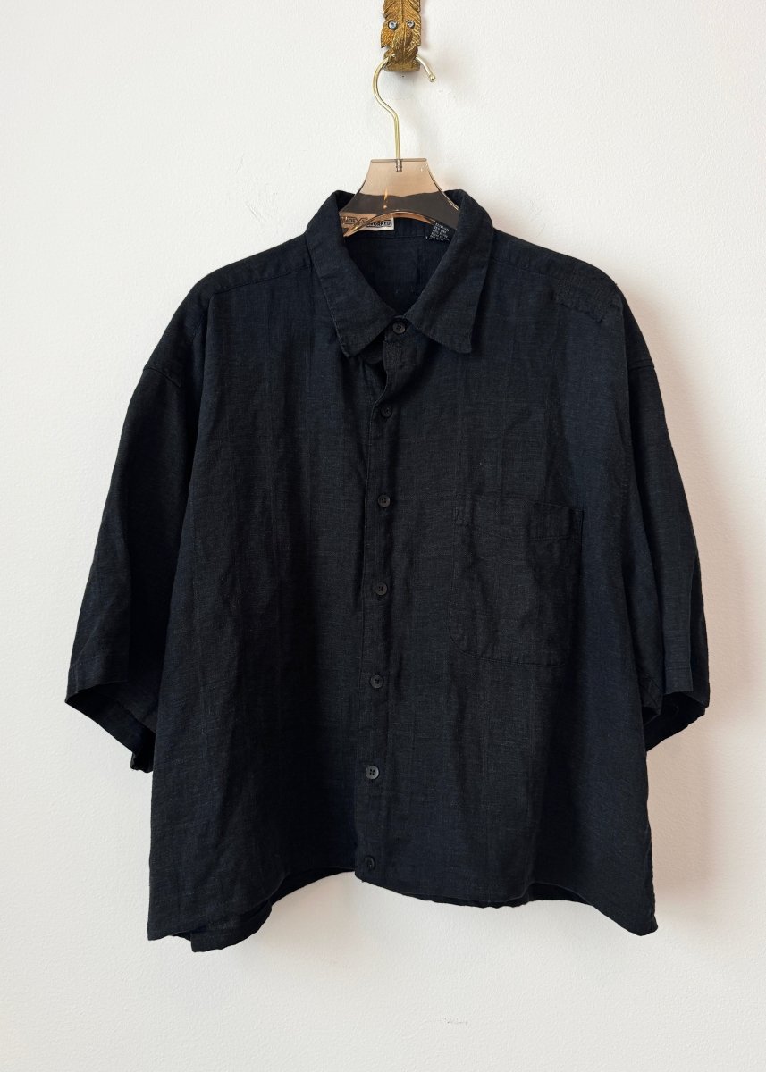 The Vale Shirt in Pitch Black Linen Cotton (Reworked) - Made X Hudson