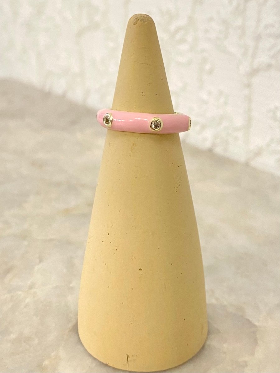 Gold Filled Enamel Ring w/ Cubic Zirconia Stones - Made X Hudson