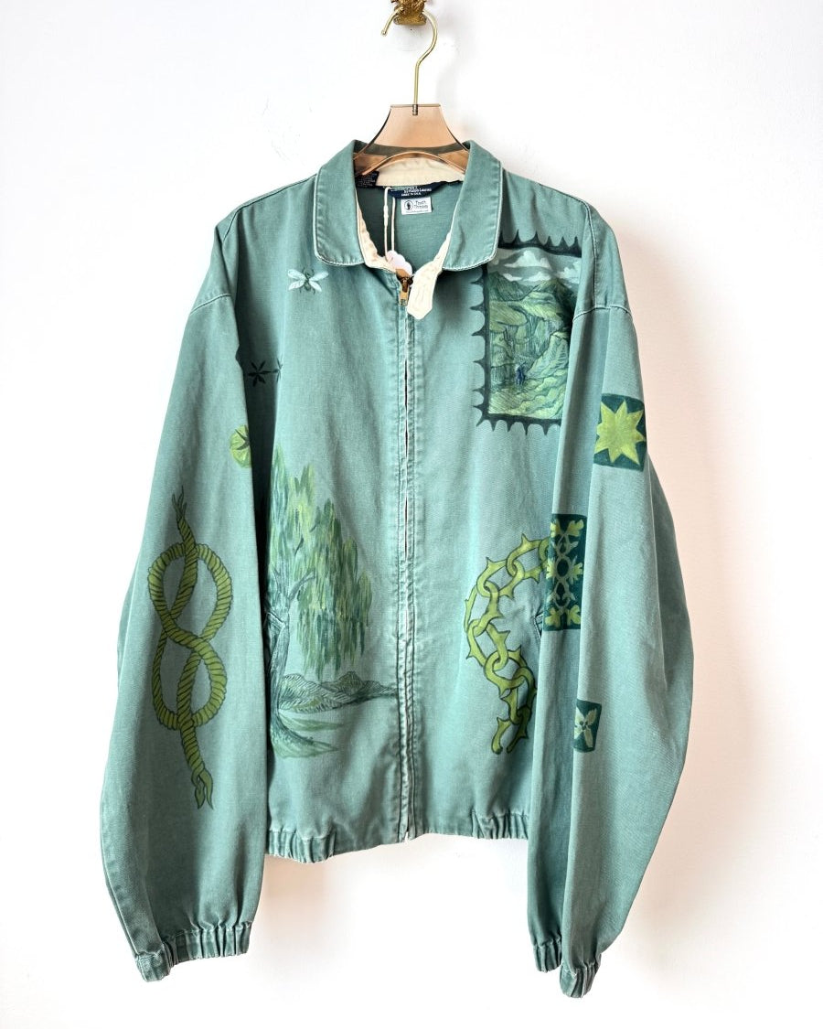 Boar and Willow Sage Bomber Jacket | Hand Painted (Reworked) - Made X Hudson