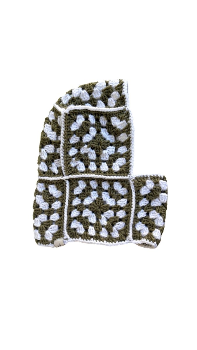 Olive and White Hand Crochet Balaclava - Made X Hudson