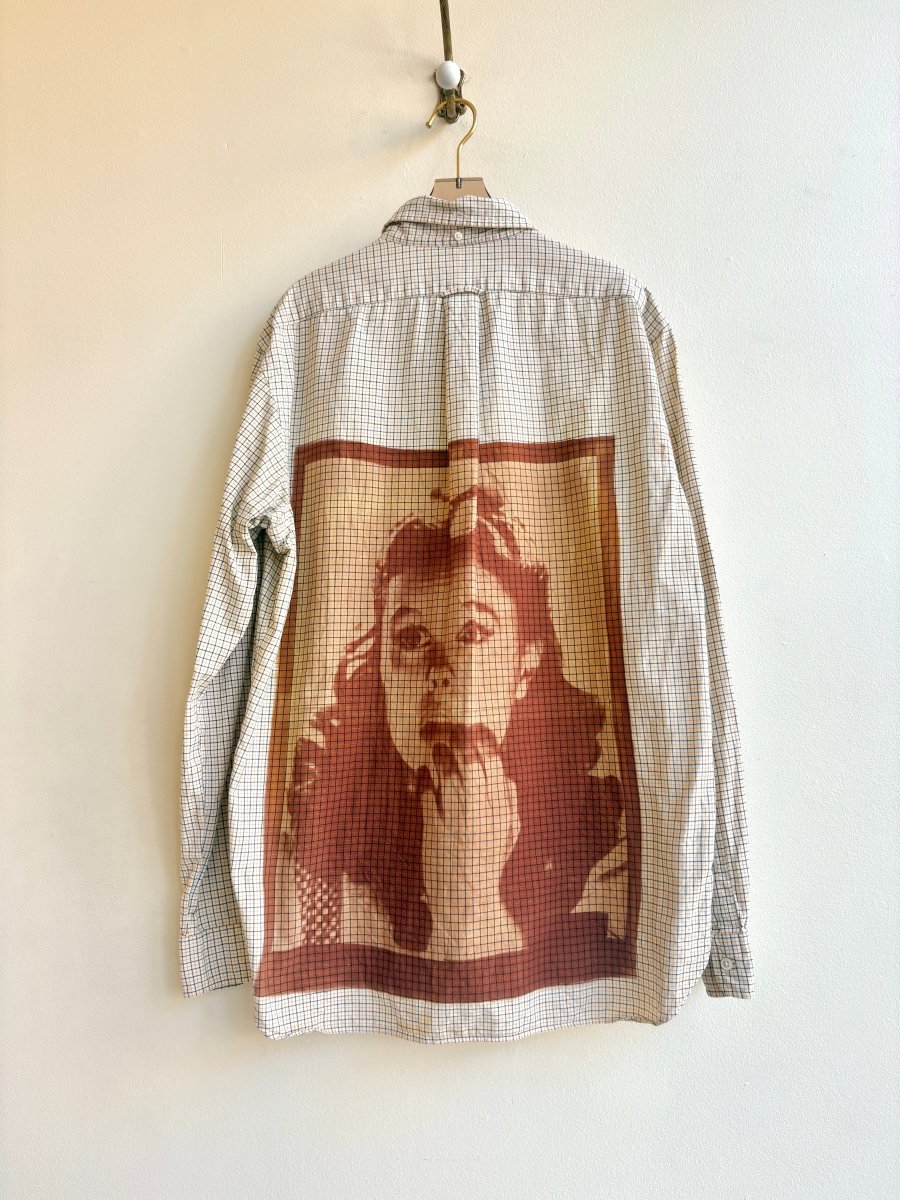 Judy Garland Yellow Grid Brown Cyanotype Button-Up Shirt (Reworked) - Made X Hudson