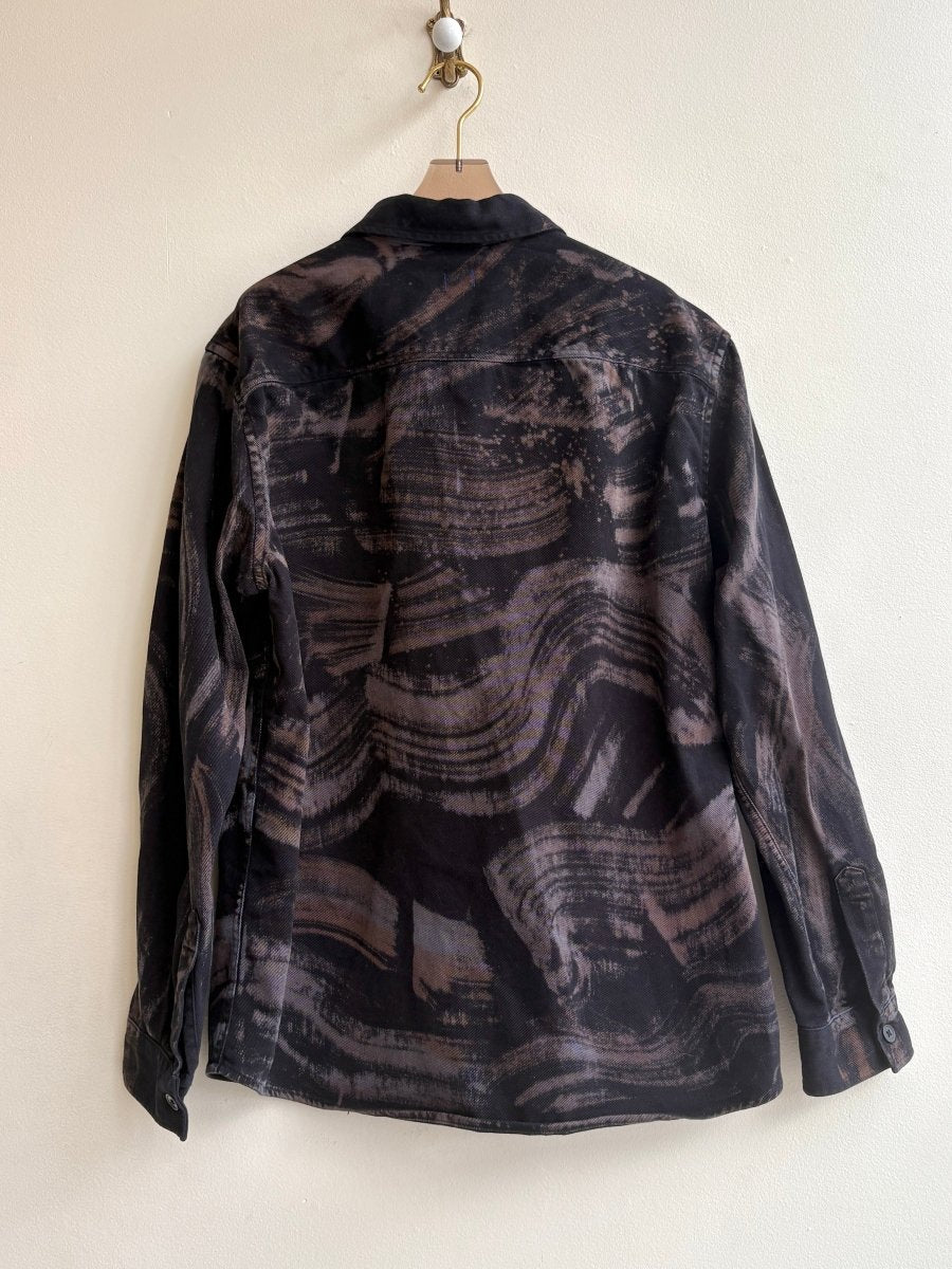 Brush Stroke Button Down Shirt Jacket in Black and Lavender (Reworked) - Made X Hudson