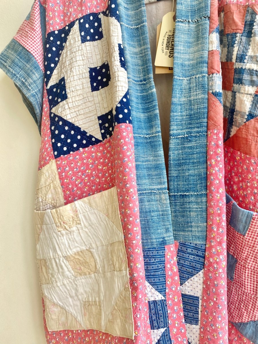 Heirloom Quilt Haori Vest Blush & Blue - Made X Hudson