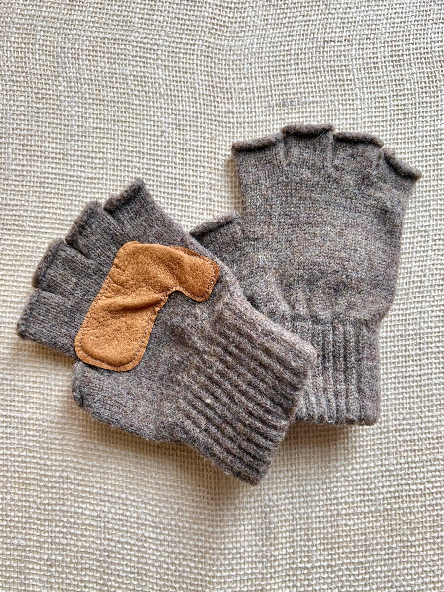 Fingerless Wool Gloves w/ Leather Palms | Womens One Size (Multiple Colors) - Made X Hudson