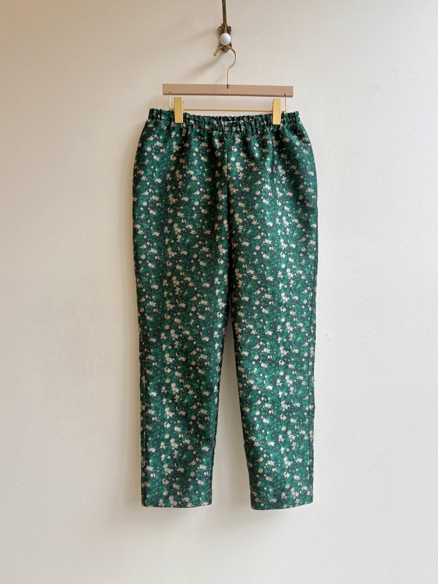 Emerald Floral Silk Brocade Joggers - Made X Hudson