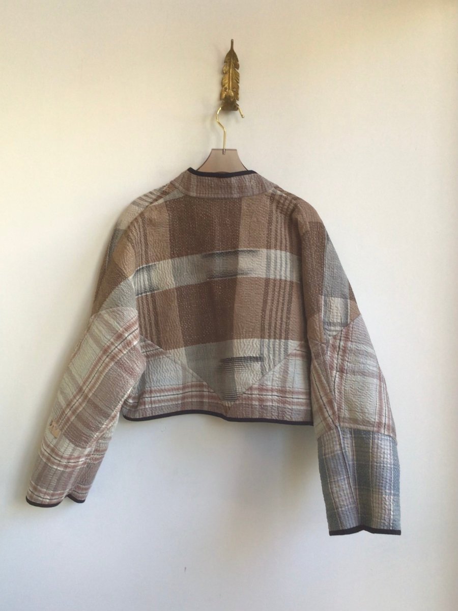 Reversible Kaira Quilted Cropped Jacket in Colors Grey, Brown & Orange, Blue, Pink, Green, Purple, Red, Black - Made X Hudson