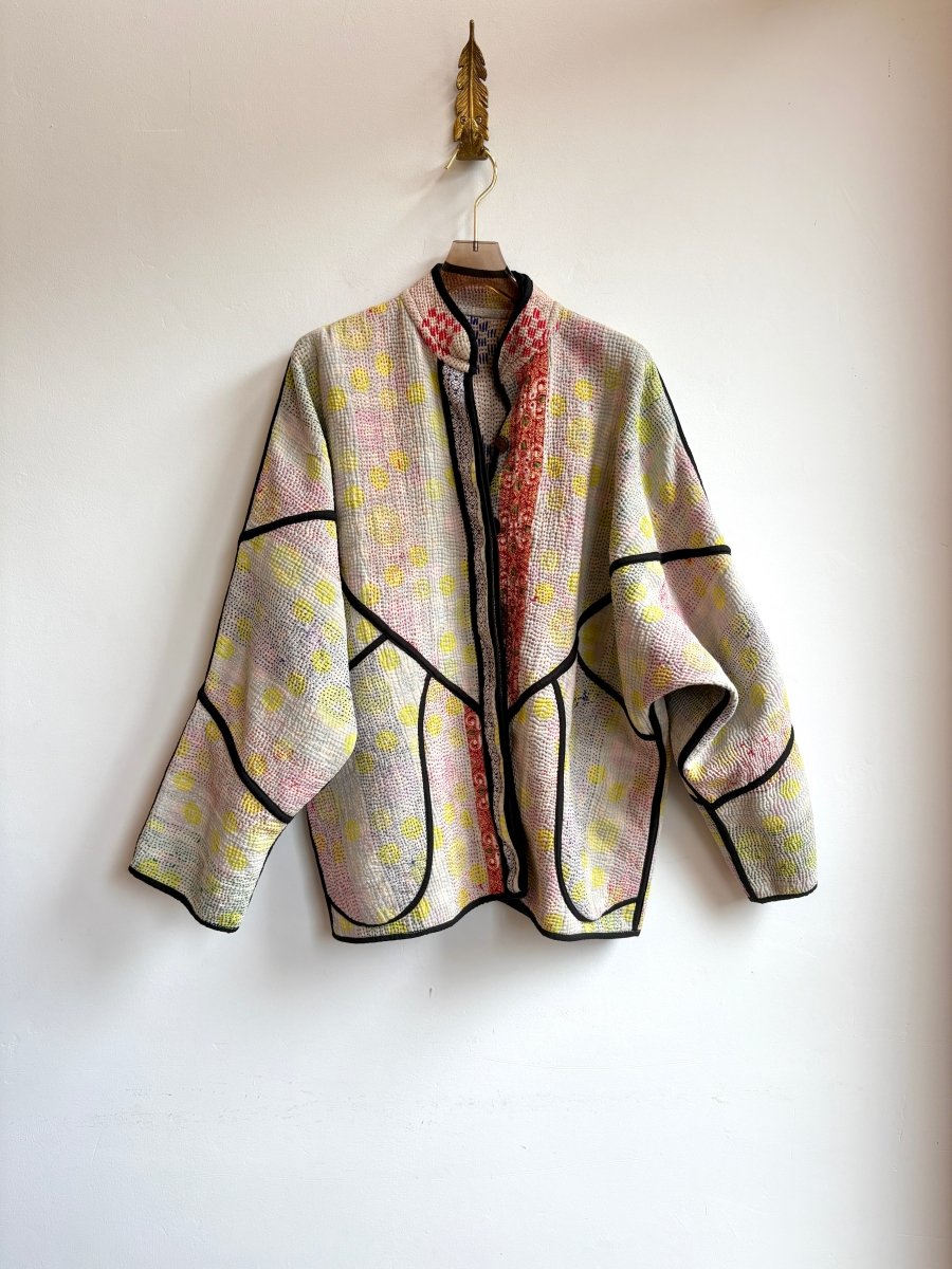 Reversible Ladhiya Quilted Jacket in Cream, Red, Green, Blue & Sky Blue, Light Lime, Rust, Blue, Red, Green - Made X Hudson