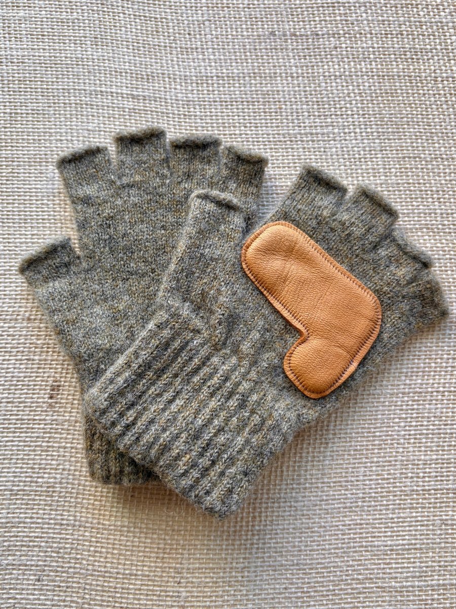 Fingerless Wool Gloves w/ Leather Palms | Womens One Size (Multiple Colors) - Made X Hudson
