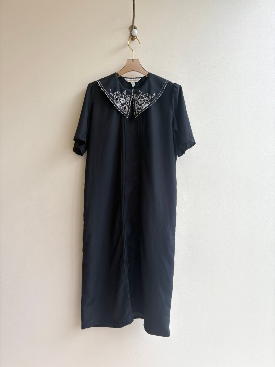 “Wednesday’s” Black Dress with Embroidered Collar (Vintage) - Made X Hudson