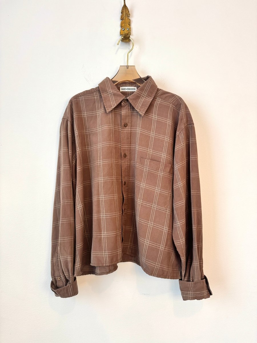 The Vale Shirt in Checkered Fawn Silk (Reworked) - Made X Hudson