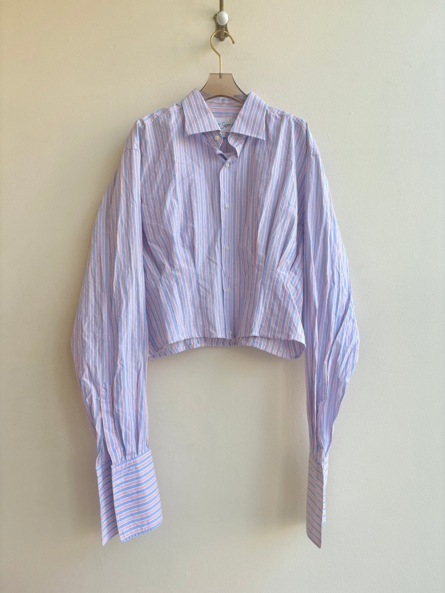 The Kevin Top | Cherry, Blossom and Sky Stripes w/ Gathered Waist (Reworked) - Made X Hudson