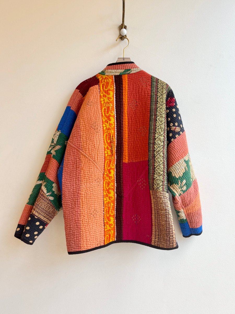 Reversible Ladhiya Quilted Jacket in Colors Red, Blue, Black, Teal & Red, Orange, Blue, Black - Made X Hudson