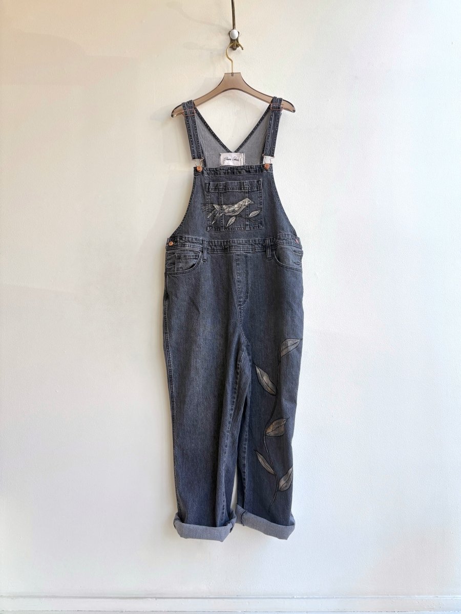Bird Song Black Overalls | Hand Painted (Reworked) - Made X Hudson