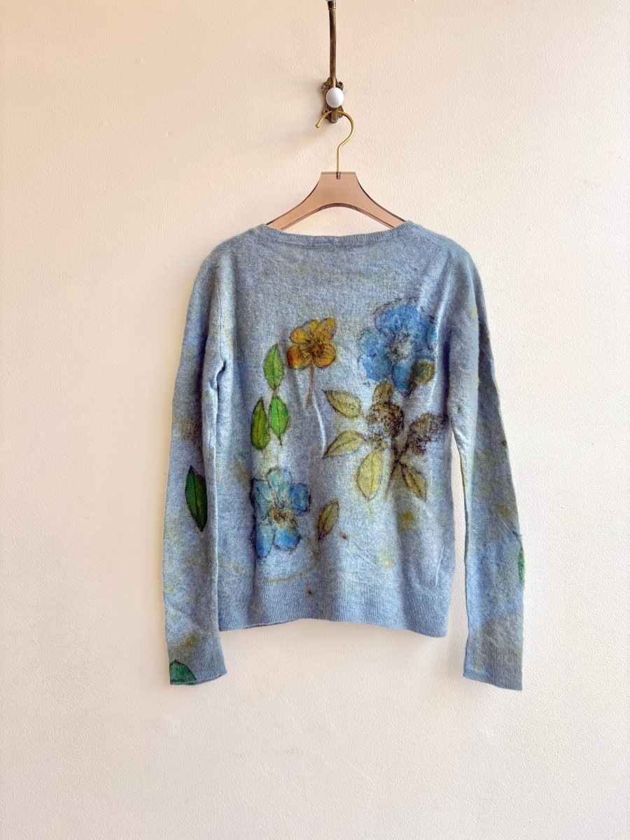 Robin Egg Blue Eco Printed Sweater (Reworked) - Made X Hudson