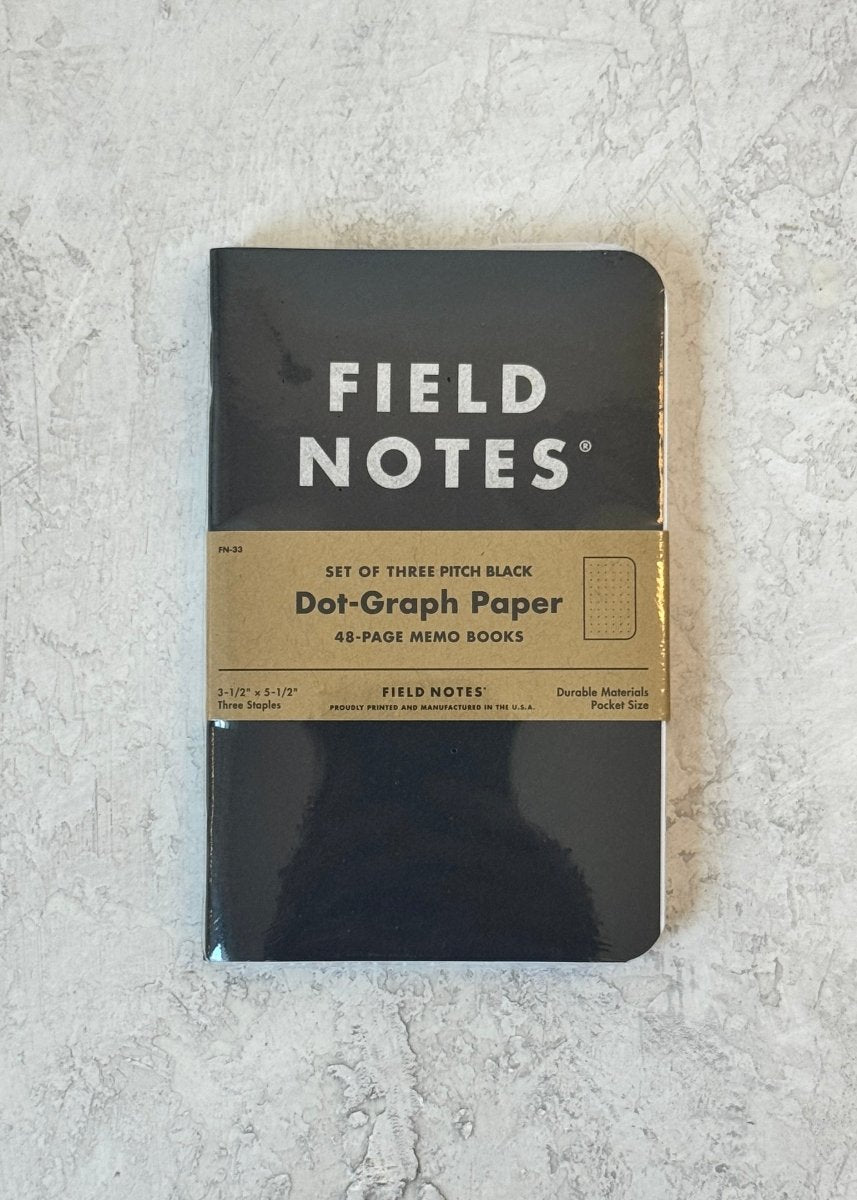 Field Notes Black Cover 3 Pack (Multiple Styles) - Made X Hudson