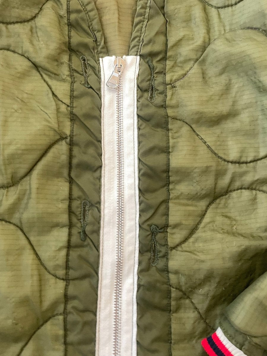 Olive Green Army Liner Quilted Coat w/ Twill Zipper (Reworked) - Made X Hudson