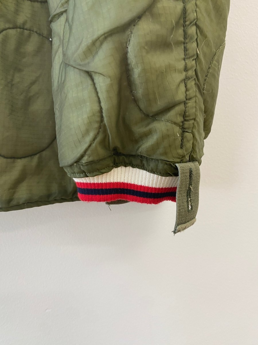 Olive Green Army Liner Quilted Coat w/ Twill Zipper (Reworked) - Made X Hudson