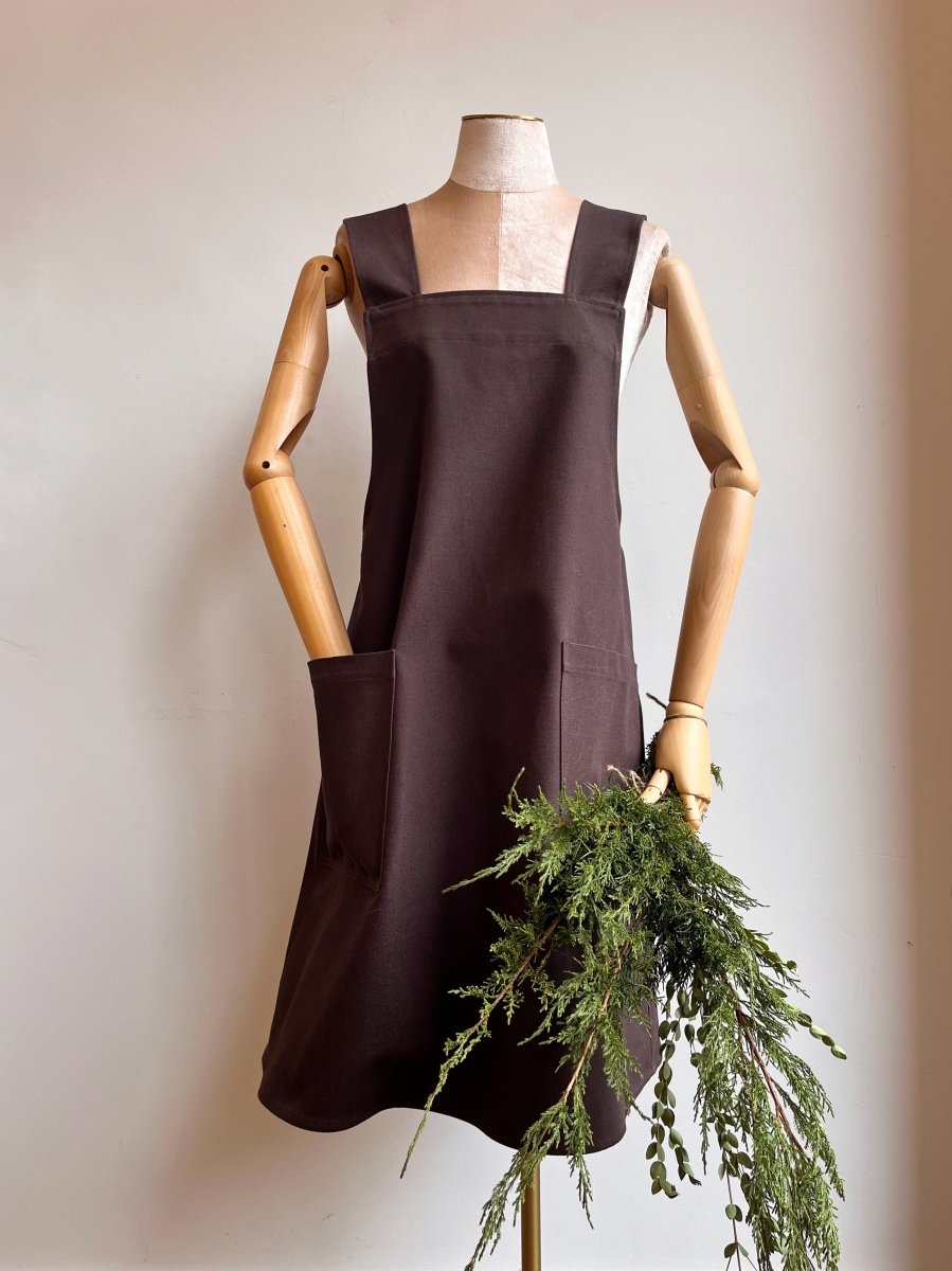 Peat Canvas Pinafore Apron w/ Patch Pockets - Made X Hudson
