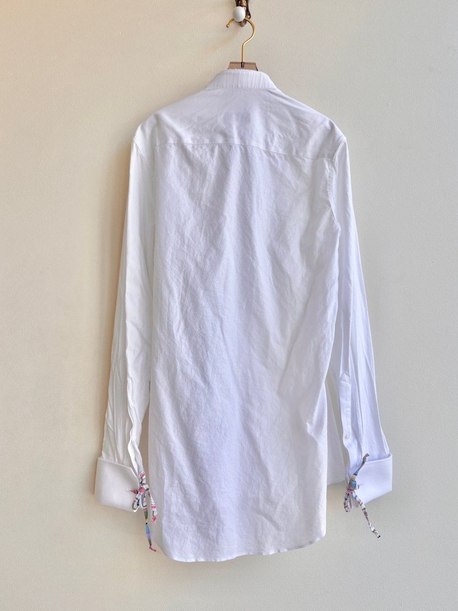 White Everyday Button Down with Bow Ties Cuff (Reworked) - Made X Hudson