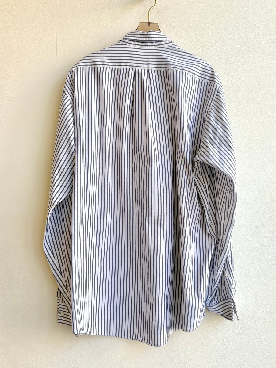 "Sandy” White & Blue Stripe Artichoke Print Shirt (Reworked) - Made X Hudson