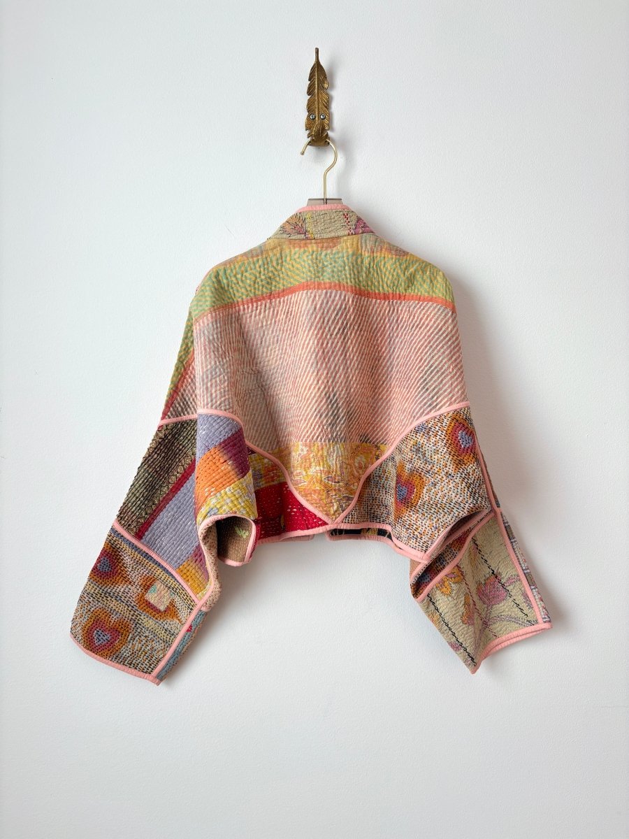 Reversible Kaira Quilted Cropped Jacket in Colors Light Pink, Blush, Red, Green & Marigold, Hot Pink, Lavender, Teal, Black - Made X Hudson