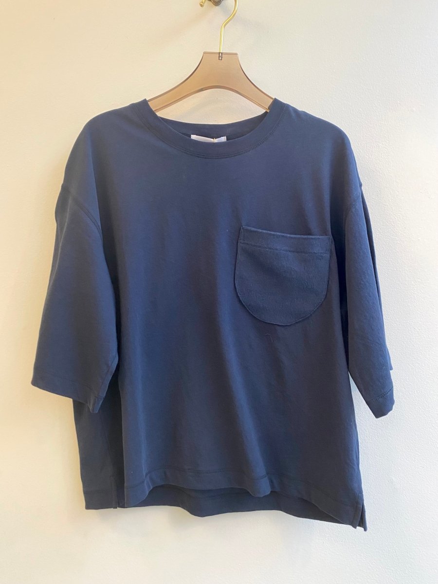 Navy Blue T-Shirt w/ Knit Pocket - Made X Hudson
