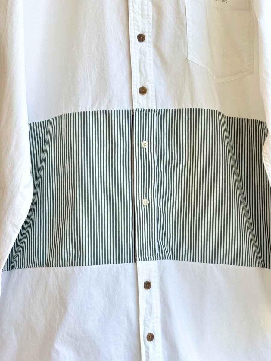White & Green Stripe Des Dress (Reworked) - Made X Hudson