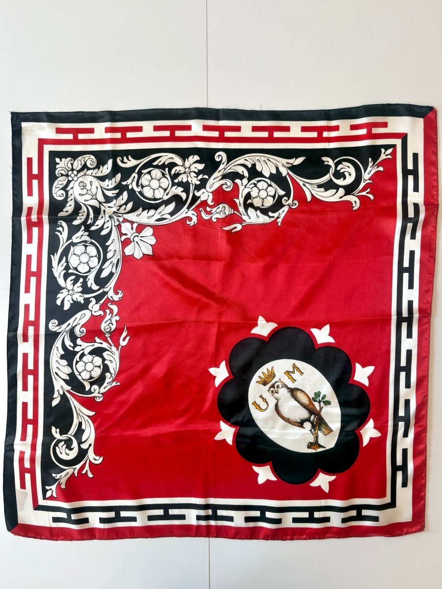 Red, White, and Black Italian Flag Scarf with Owl (Vintage) - Made X Hudson