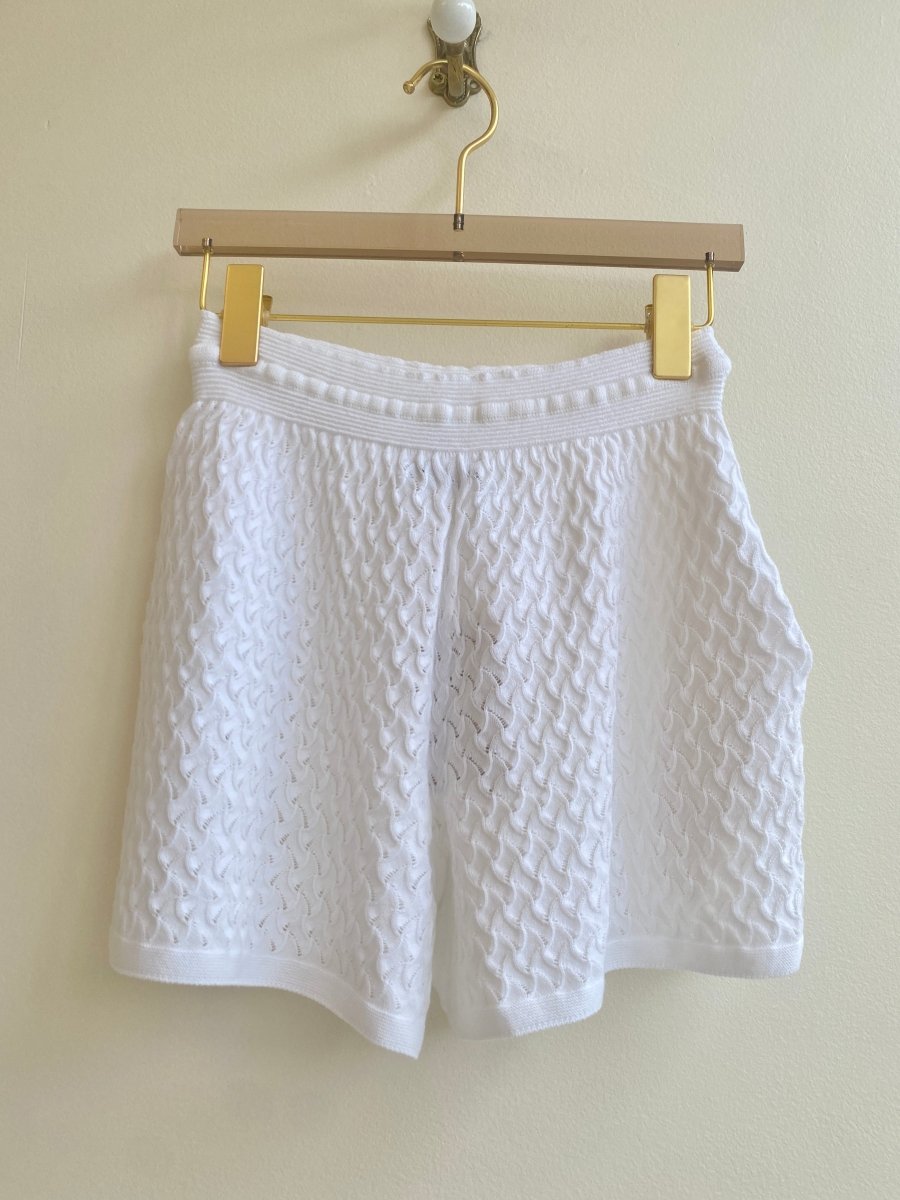 White Textured Pointelle Knit Shorts - Made X Hudson