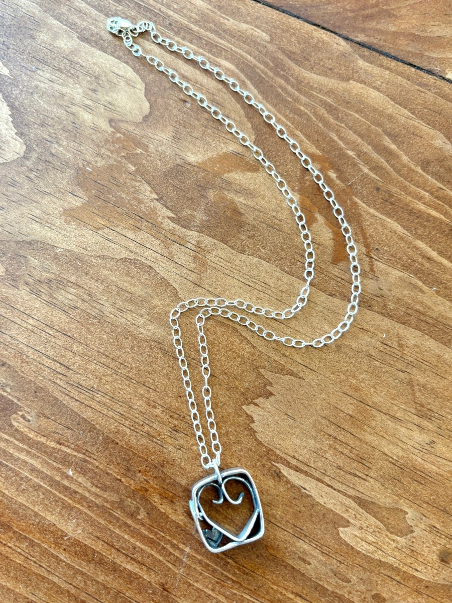 Handmade Sterling Silver “Heart in a Box” Necklace - Made X Hudson