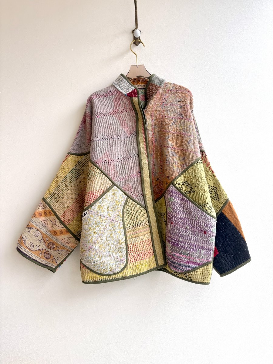 Reversible Ladhiya Quilted Jacket in Colors Olive, Lemon, Mauve & Teal, Blush, Lavender, Lime - Made X Hudson
